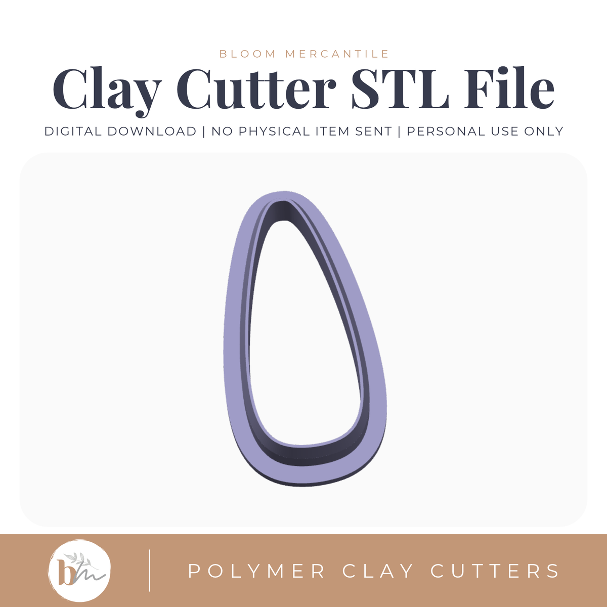 Long Rounded Triangle digital STL polymer clay cutter