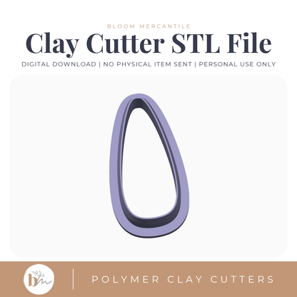 Long Rounded Triangle digital STL polymer clay cutter