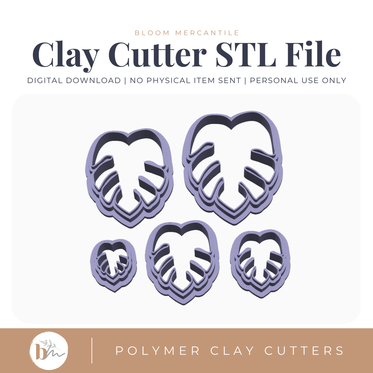 Monstera Leaf - 5 Sizes STL cutter