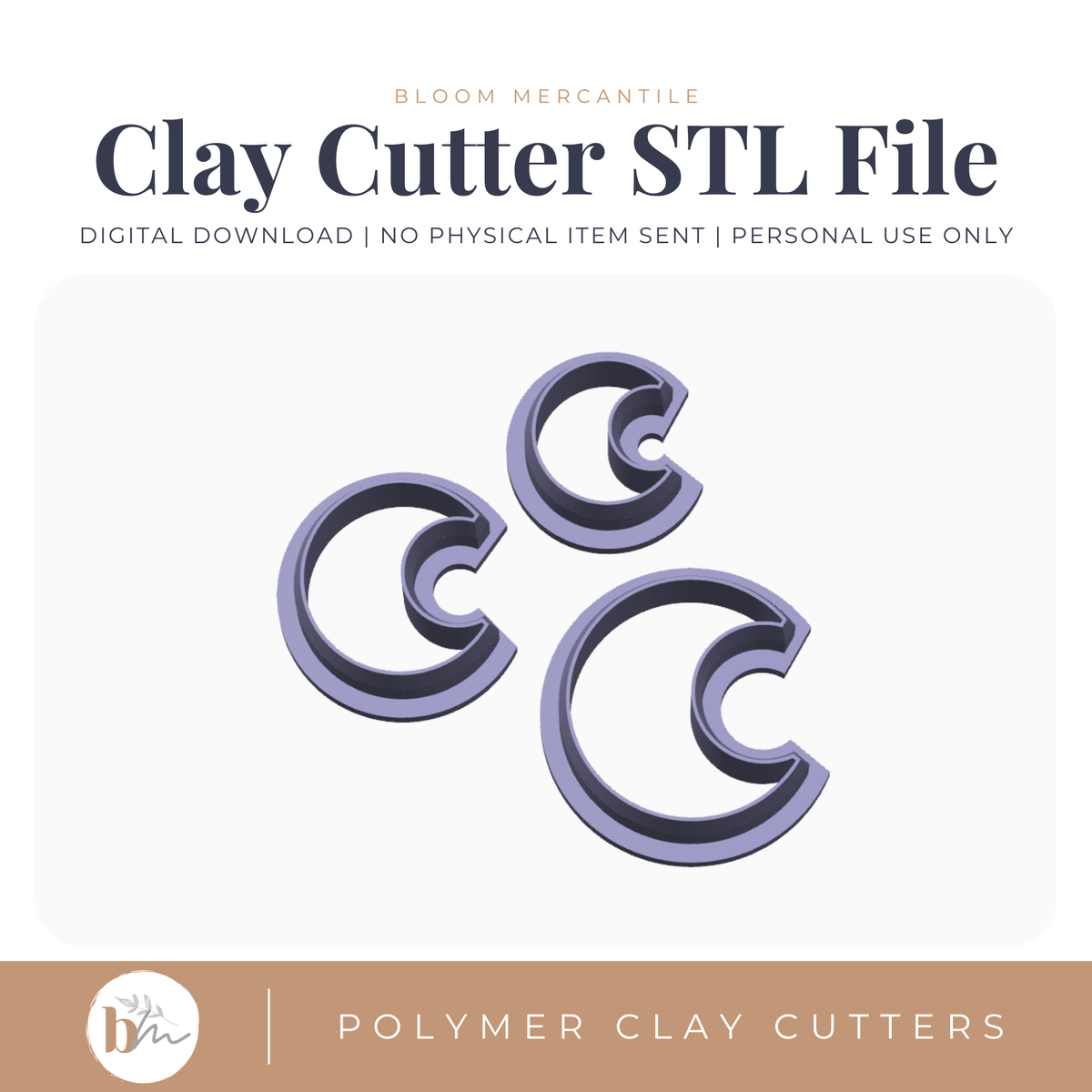 Moon - 3 Sizes STL cutter