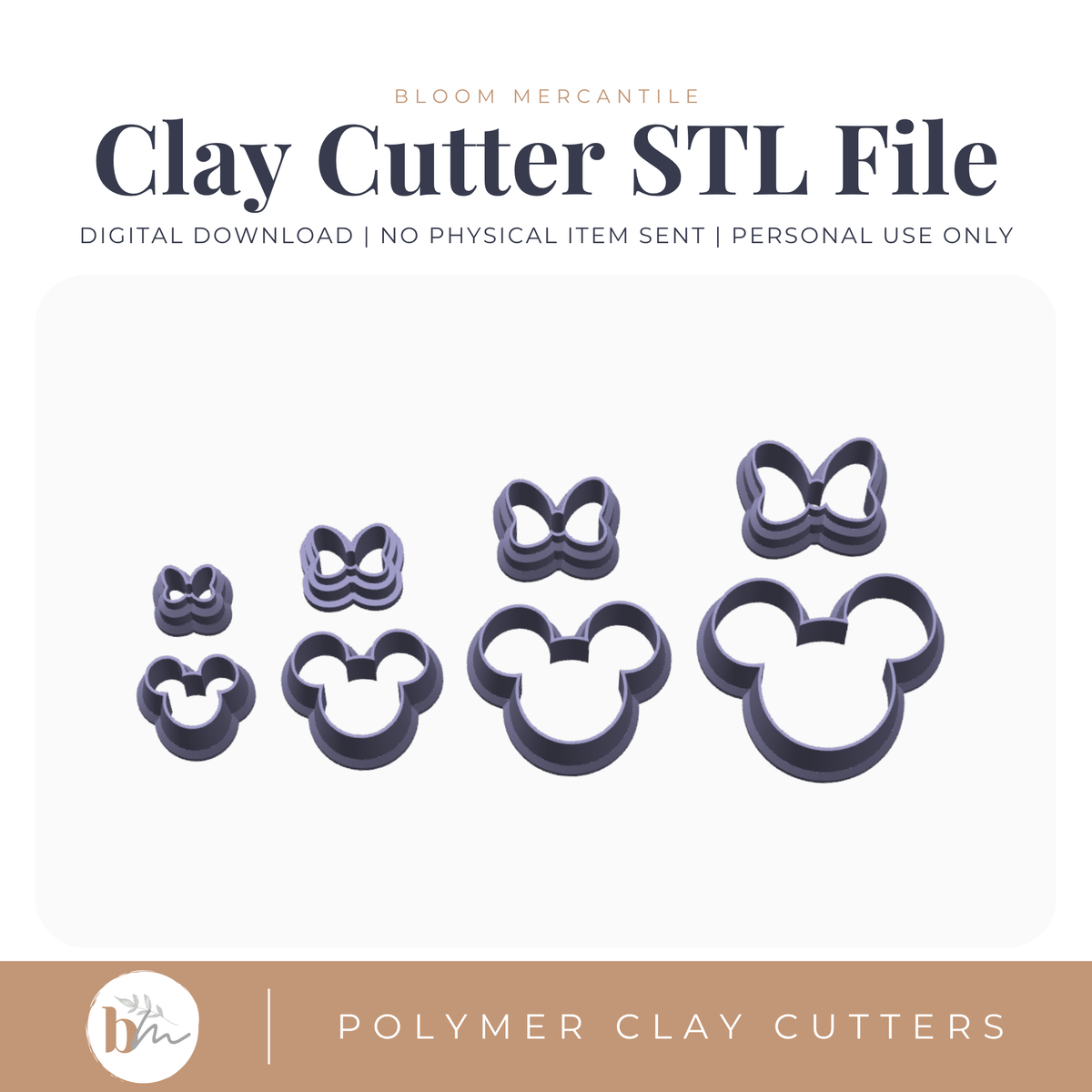 Mouse Head and Bows - 4 Sizes, 2 Designs STL cutter