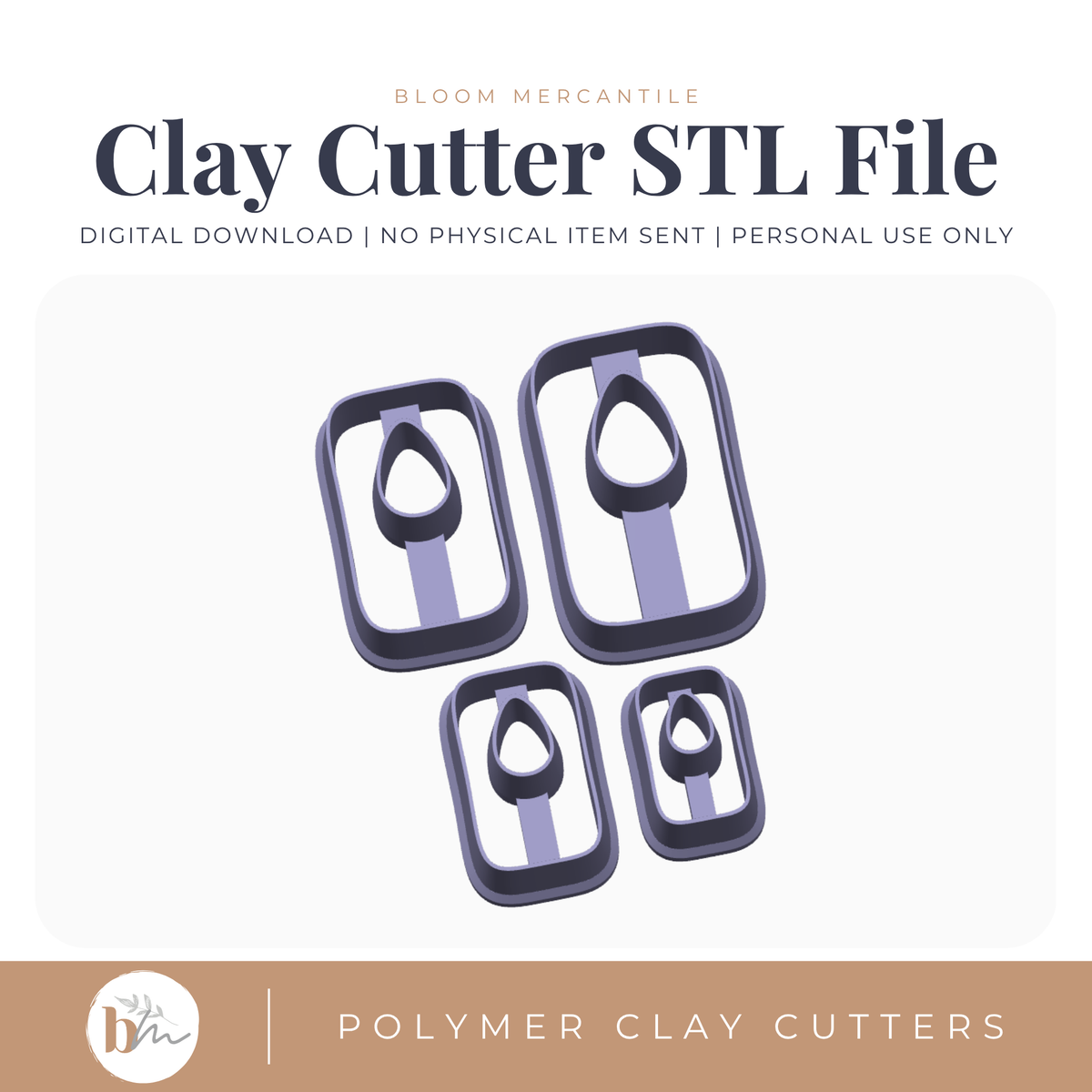 No Drill Rectangle - 4 Sizes STL cutter