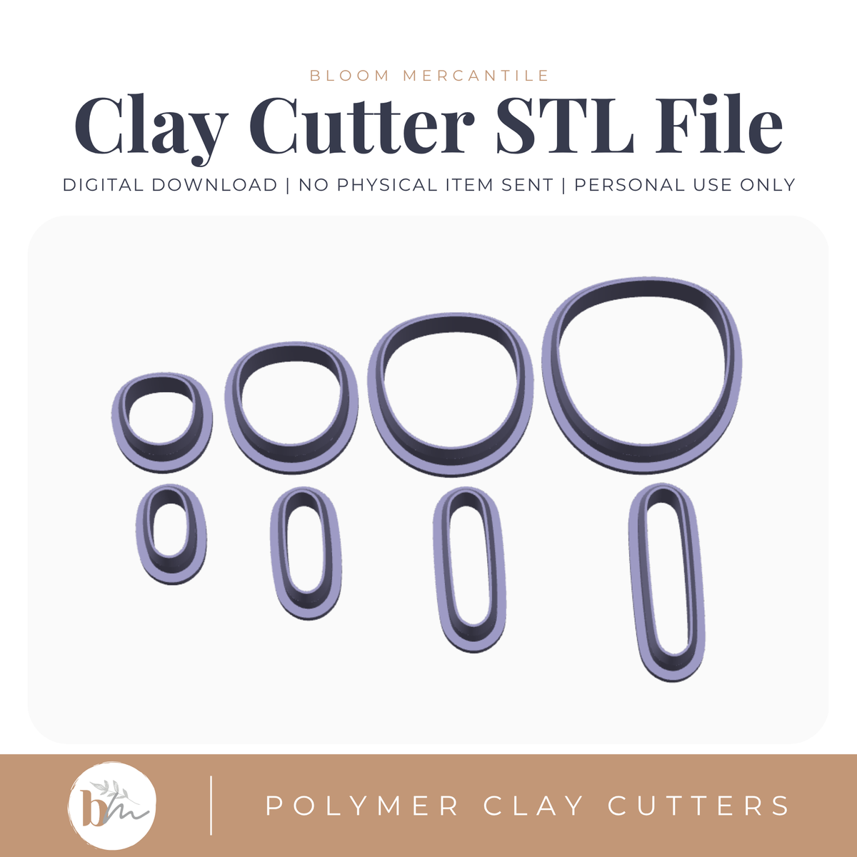 Organic Circles and Dangles Set - 2 Designs, 4 Sizes STL polymer clay cutter digital file