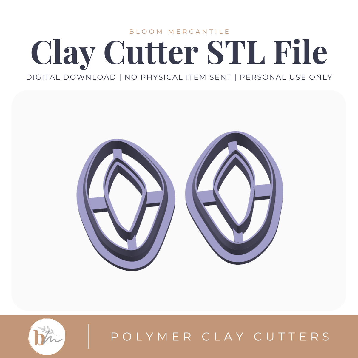 Organic Oval Hoop Mirror Set STL polymer clay cutter digital file