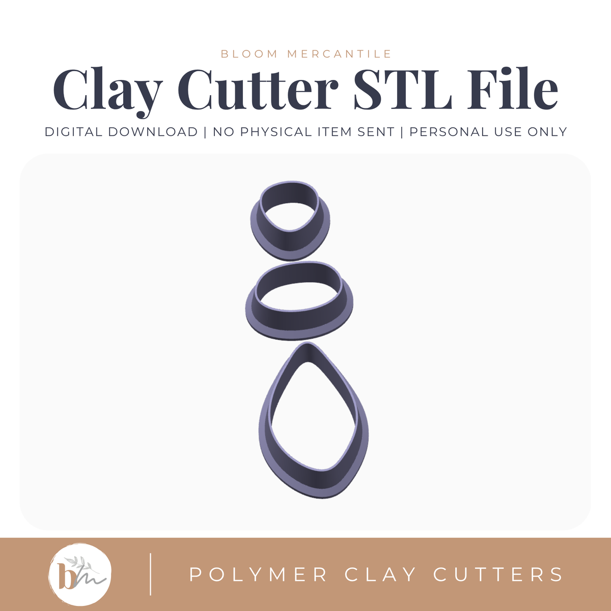 Organic Pebble Dangle Set B STL polymer clay cutter digital file