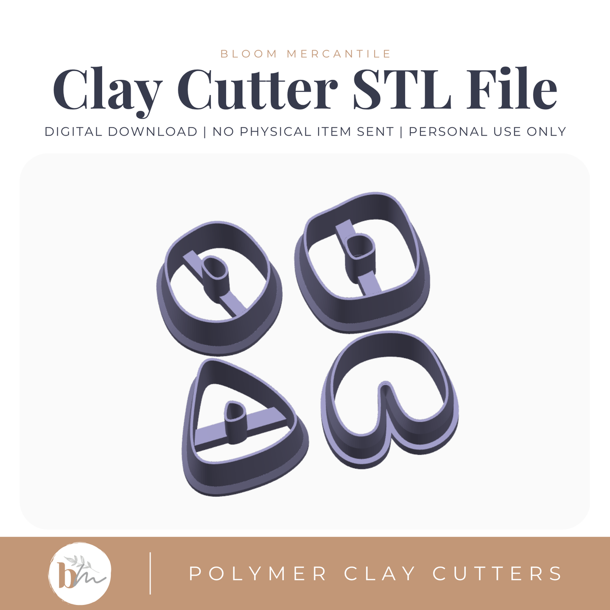 Organic Statement Shapes - 4 Designs STL polymer clay cutter digital file