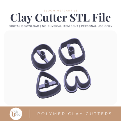 Organic Statement Shapes - 4 Designs STL polymer clay cutter digital file