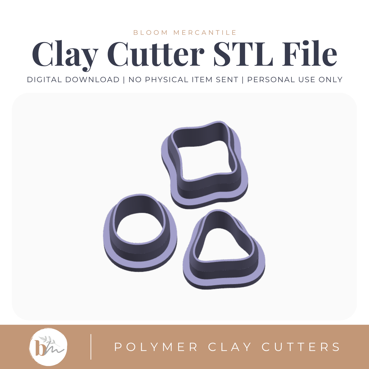 Organic Studs - 3 Designs STL polymer clay cutter digital file