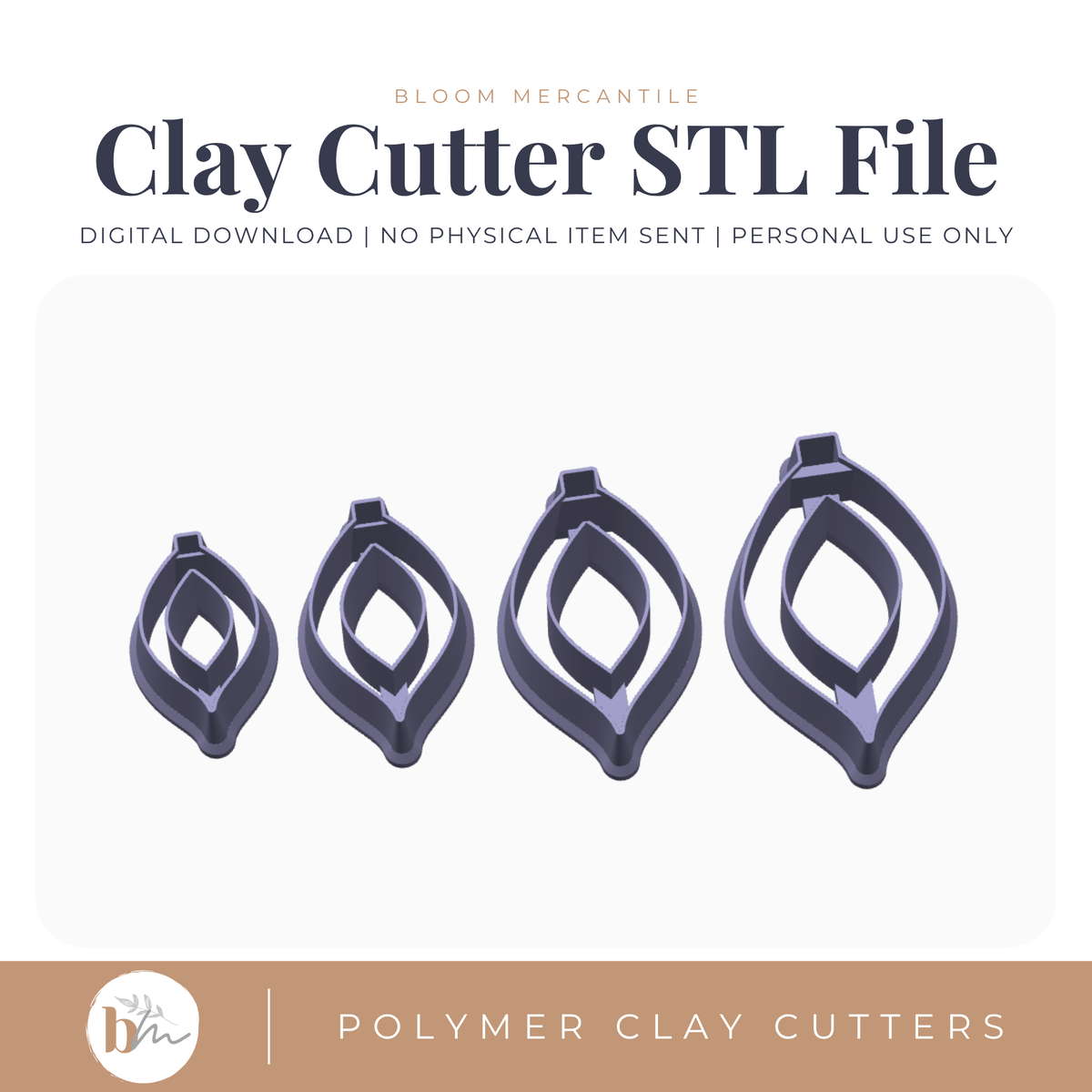 Ornament Frames - 4 Sizes STL polymer clay cutter digital file
