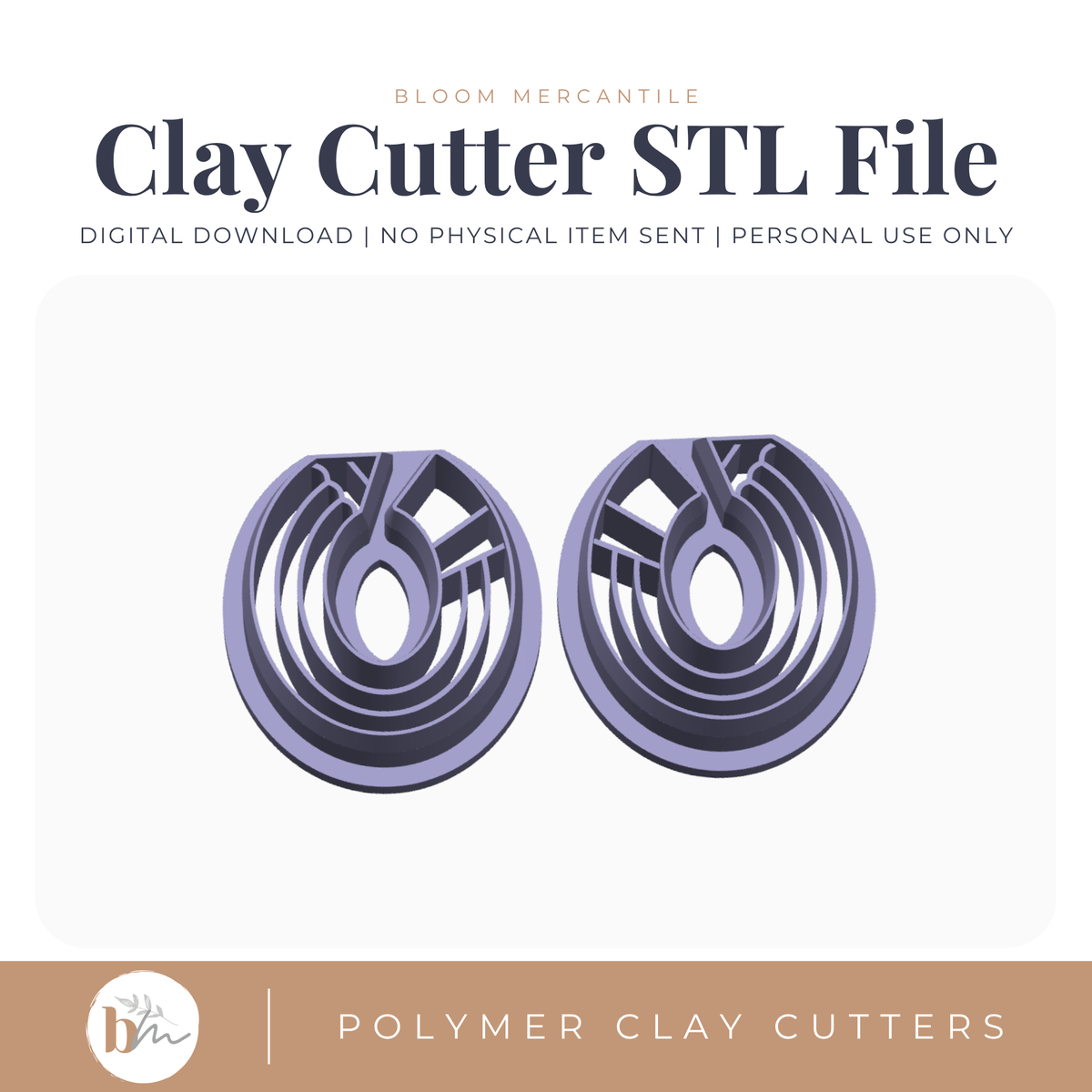 Oval Hoop Pencils Mirror Set STL polymer clay cutter digital file