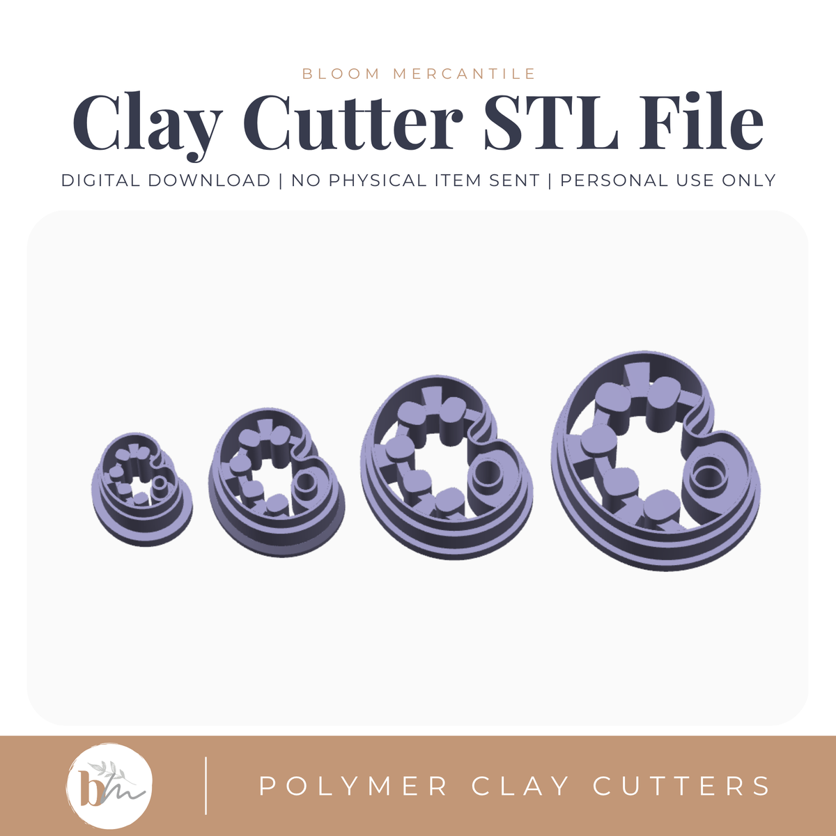 Paint Palette - 4 Sizes STL polymer clay cutter digital file