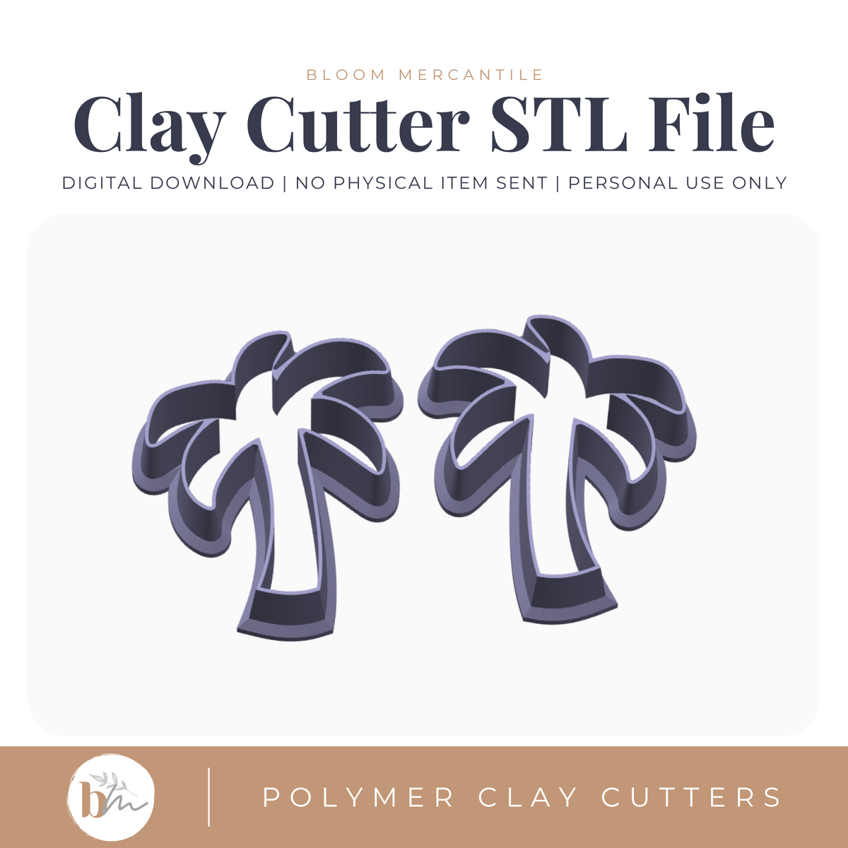 Palm Tree Mirror Set - 5 Sizes STL polymer clay cutter digital file