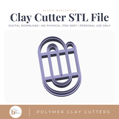 Paperclip Bookmark - Chunky Rounded STL polymer clay cutter digital file