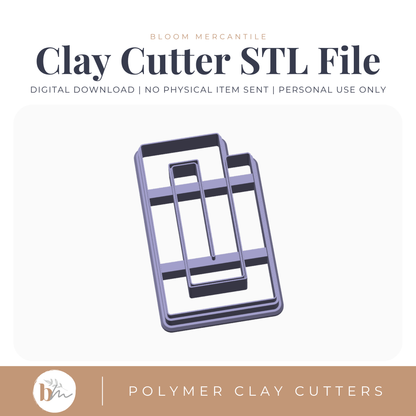Paperclip Bookmark - Chunky Squared STL polymer clay cutter digital file