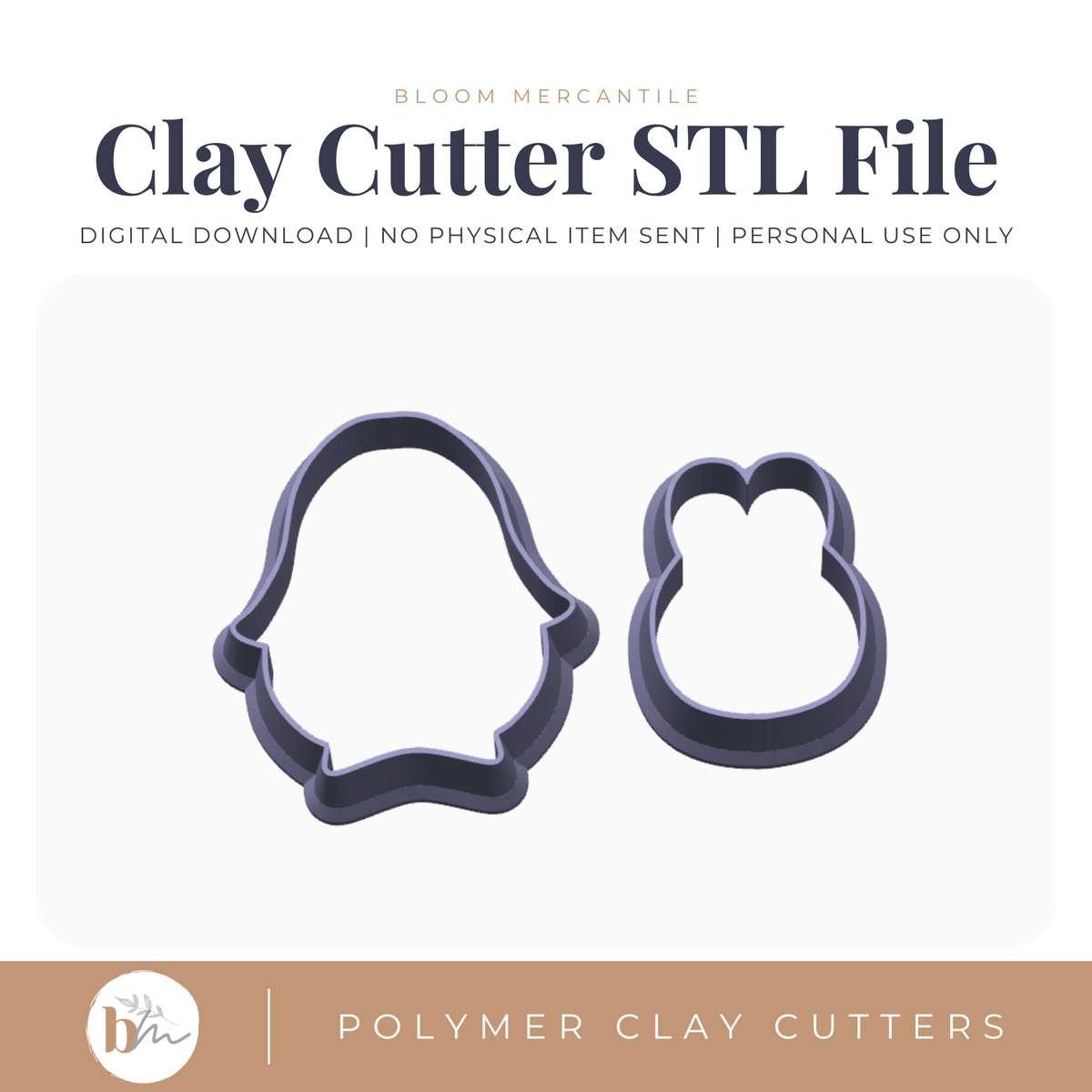 Penguin Set - 4 Sizes STL polymer clay cutter digital file
