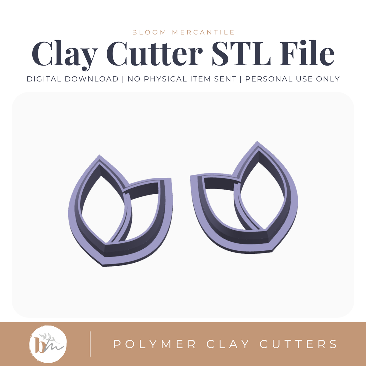 Petal Leaf Duo Mirror Set STL polymer clay cutter