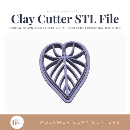 Philodendron Leaf STL polymer clay cutter