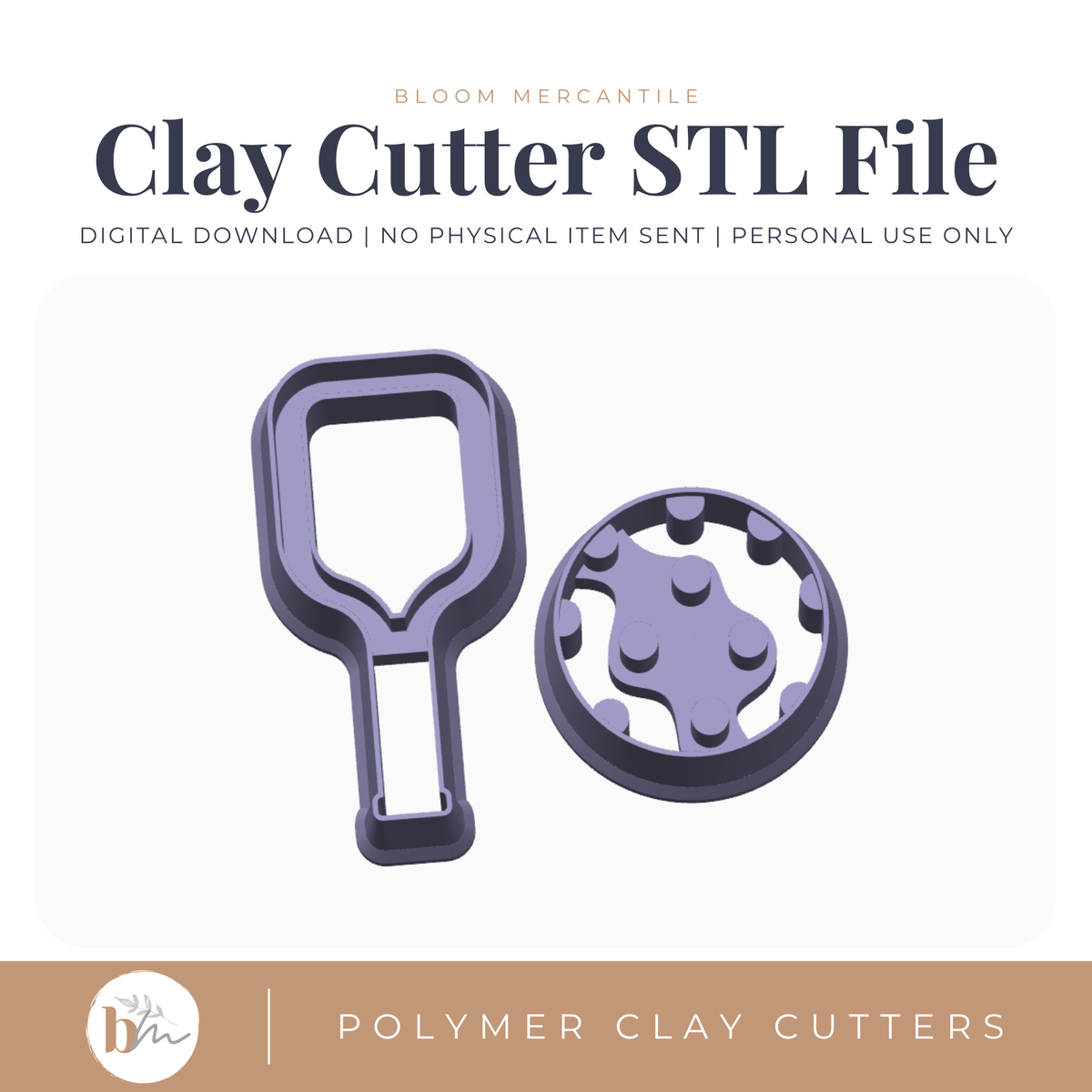 Pickleball Paddle and Ball Sets - 5 Sizes STL polymer clay cutter