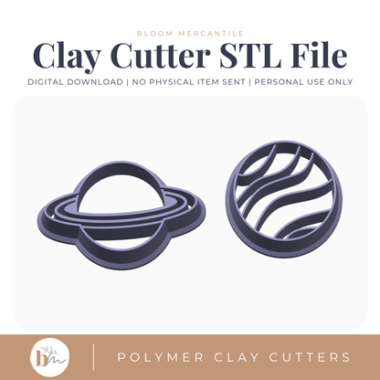 Planets - 2 Designs, 3 Sizes Each STL polymer clay cutter