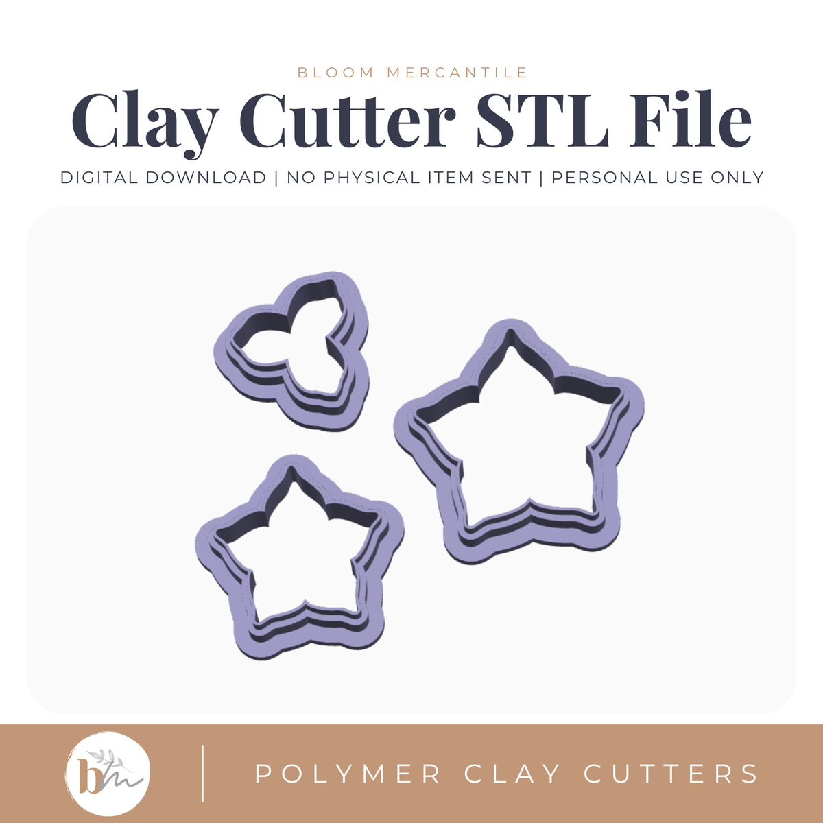 Poinsettia 3pc Set STL polymer clay cutter
