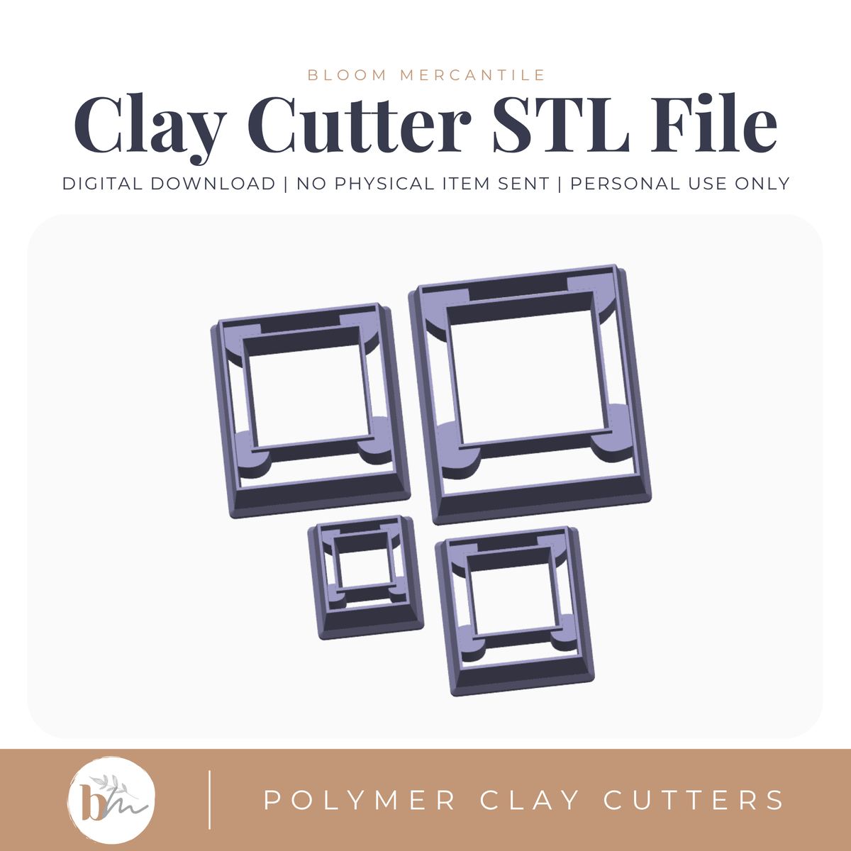 Polaroid Photo Frames - 4 Sizes STL polymer clay cutter