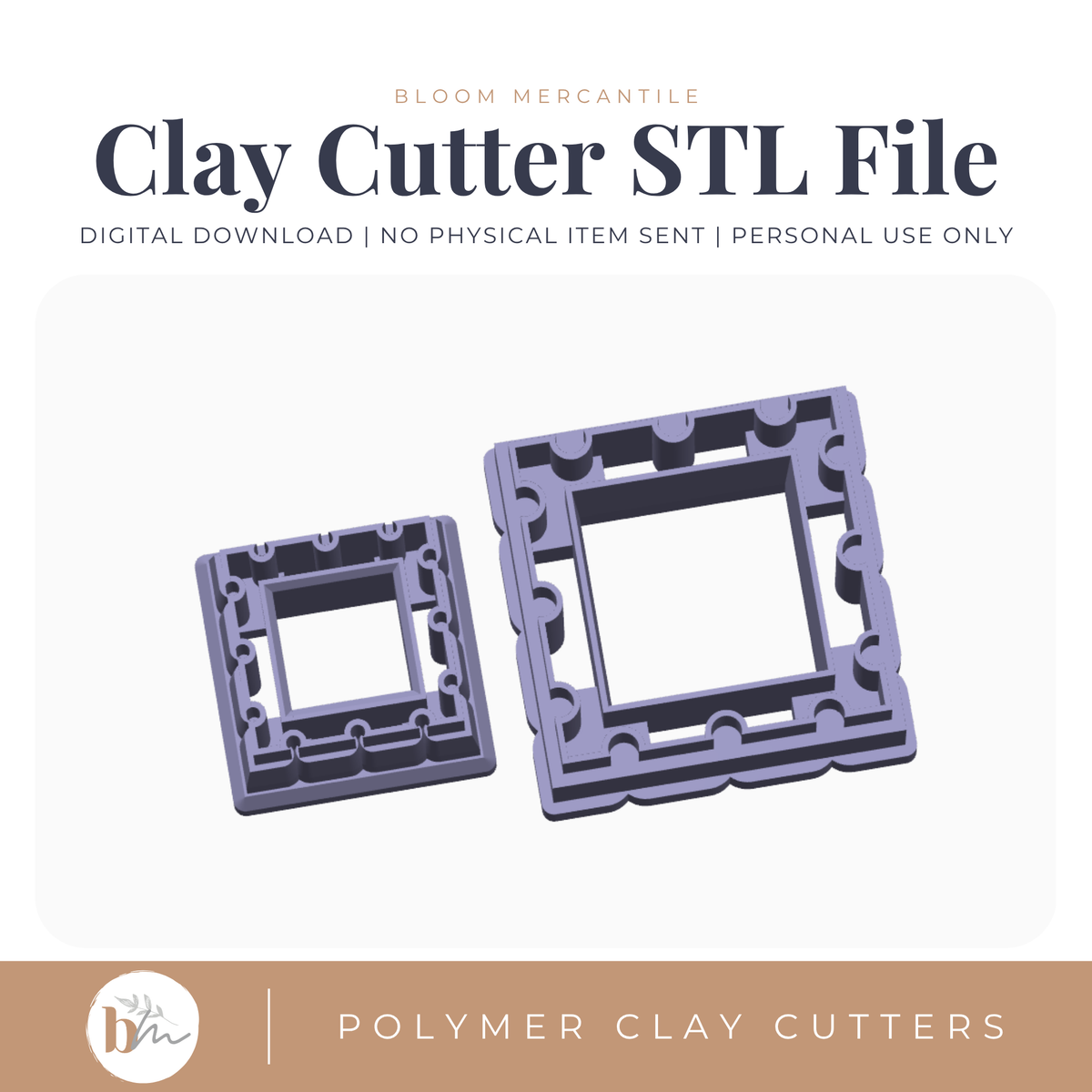 Square Postage Stamps STL polymer clay cutter