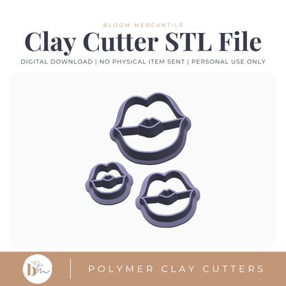 Puckered Lips - 3 Sizes STL polymer clay cutter