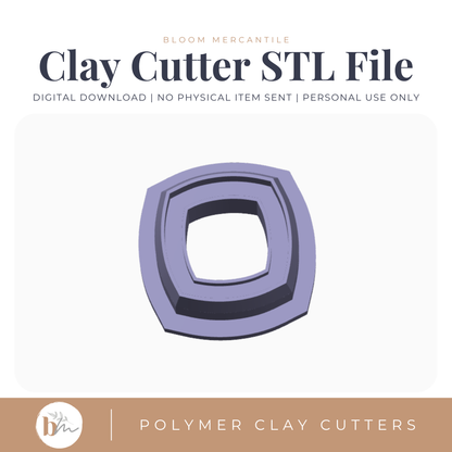 Puffy Bordered Square Stud STL polymer clay cutter