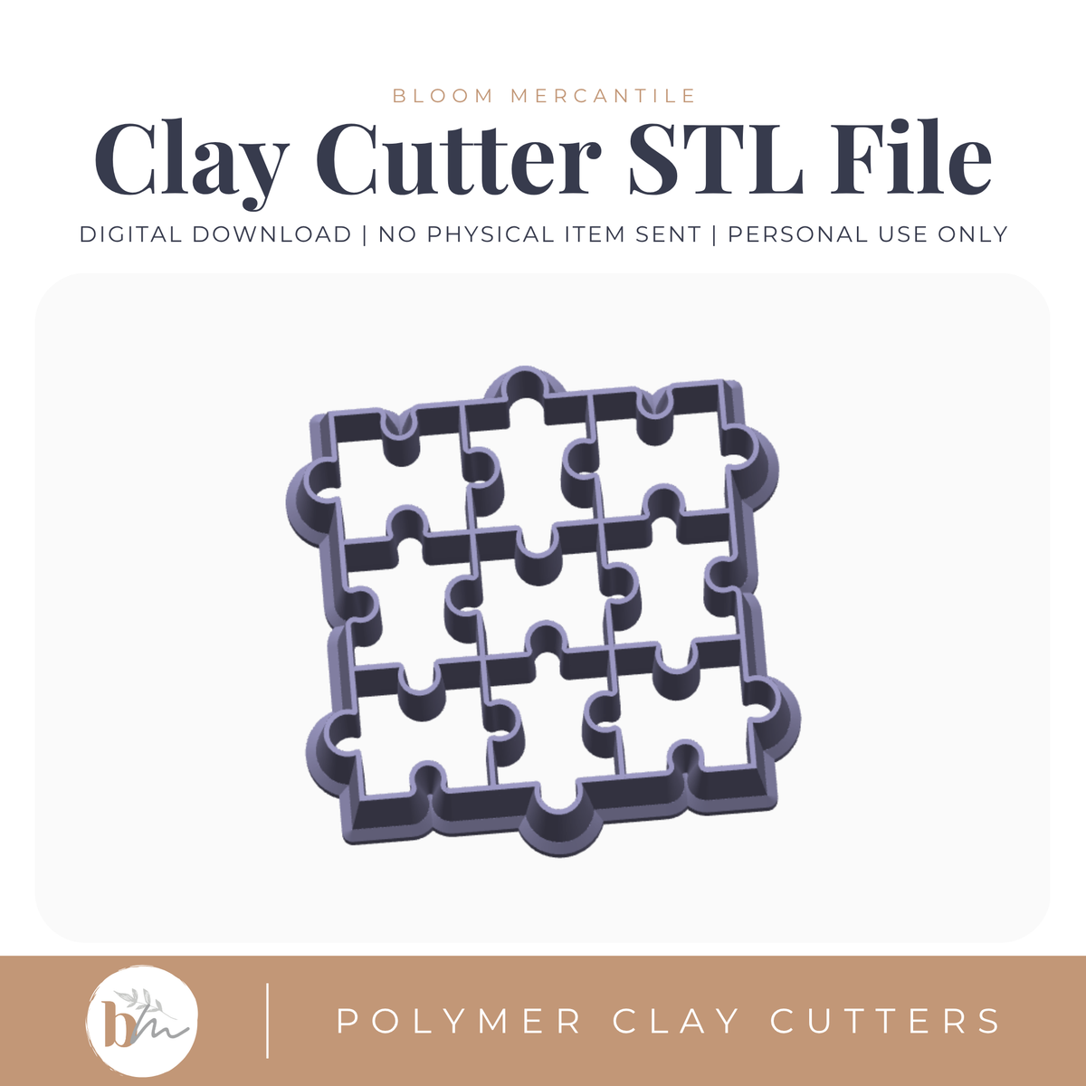 Puzzle Piece Stamp STL polymer clay cutter