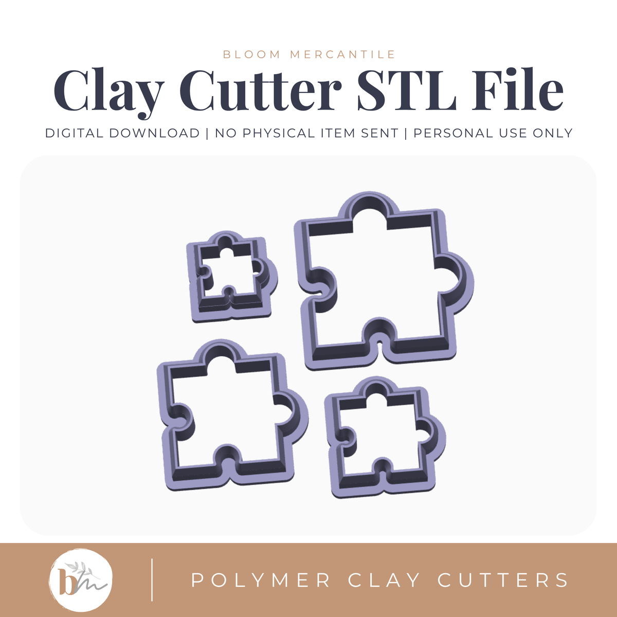 Puzzle Piece - 4 Sizes STL polymer clay cutter