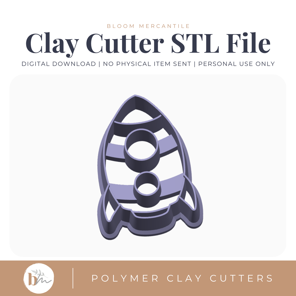Rocketship - 4 Sizes | Digital STL File | Polymer Clay Tools & Cutters