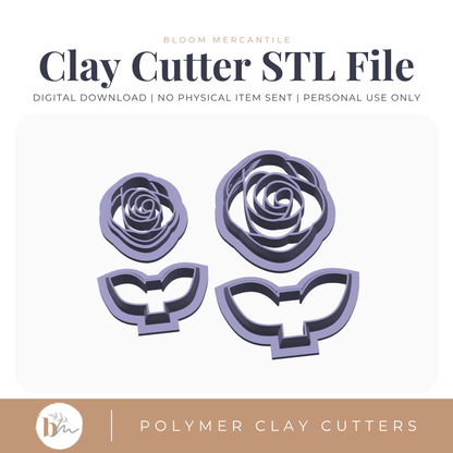 Roses with Stems - 2 Sizes | Digital STL File | Polymer Clay Tools & Cutters
