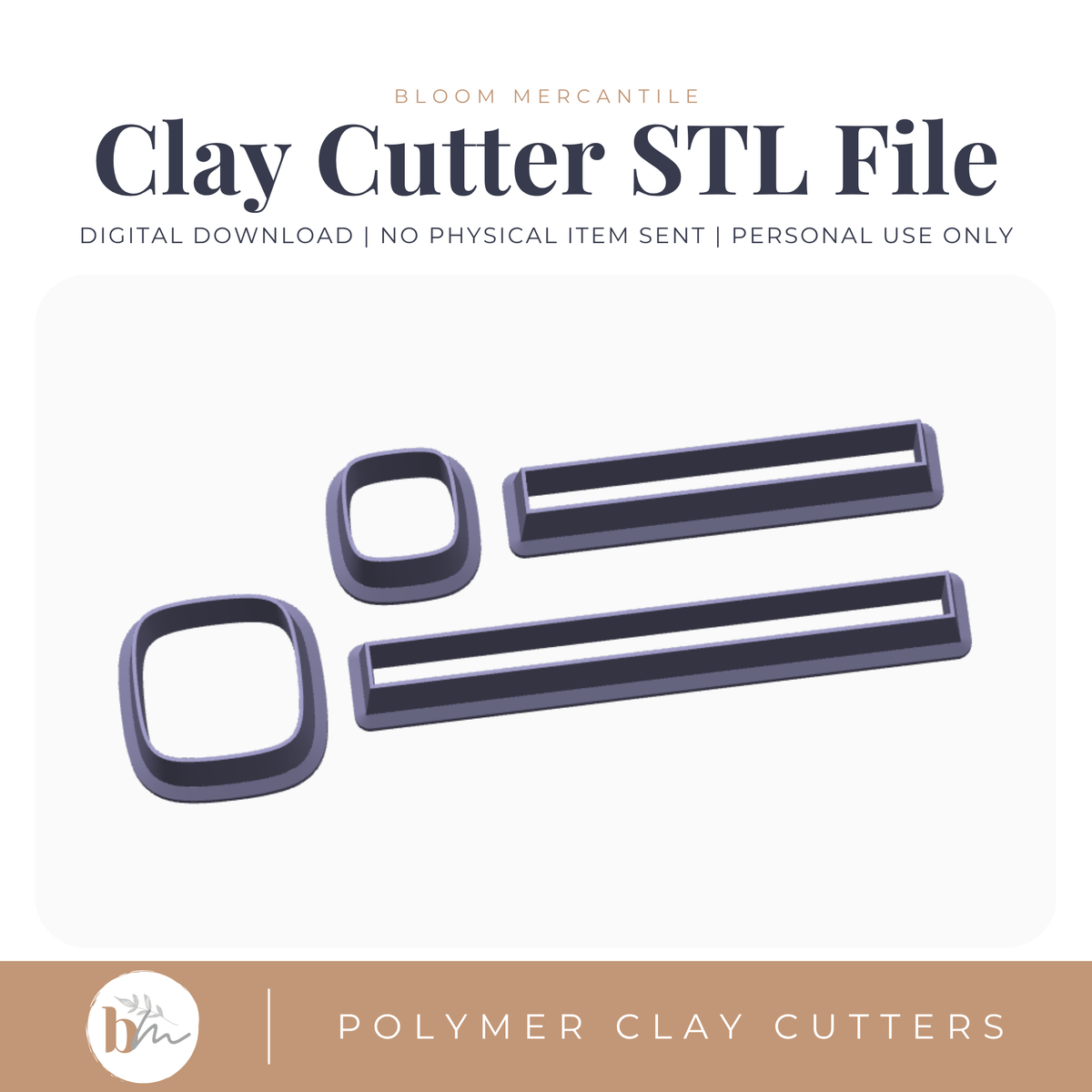 Rounded Square Bookshelf Builders - 2 Sizes | Digital STL File | Polymer Clay Tools & Cutters