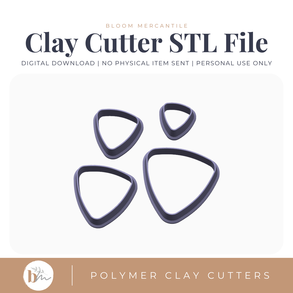 Rounded Triangles - 4 Sizes | Digital STL File | Polymer Clay Tools & Cutters