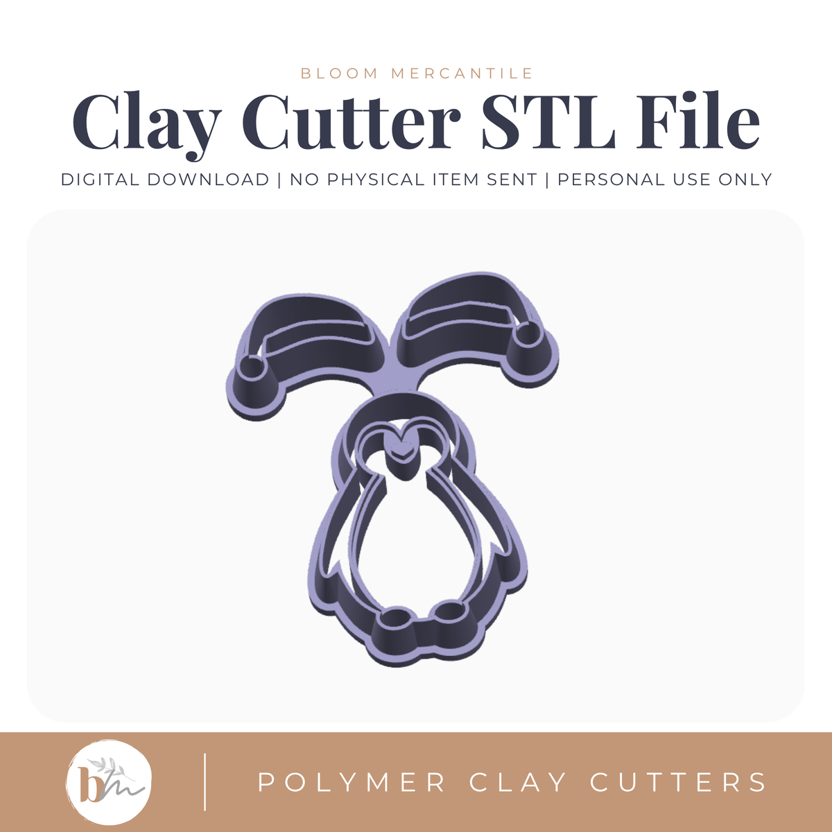 Santa Penguin Set - 3 Sizes | Digital STL File | Polymer Clay Tools & Cutters