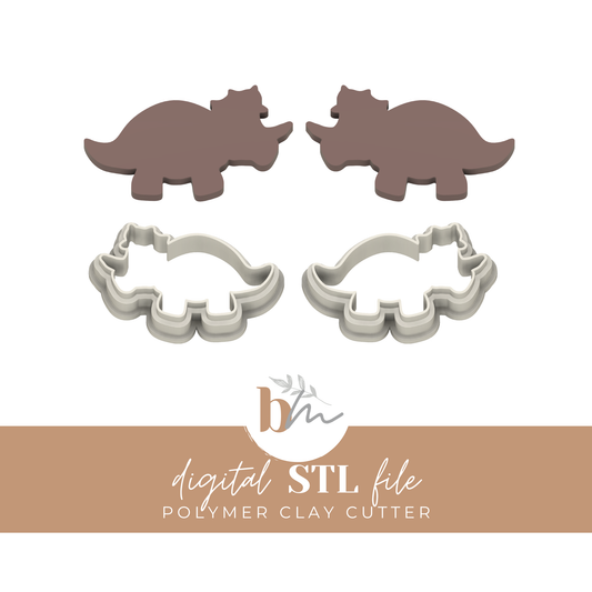 Triceratops Dinosaur - 4 Sizes | Digital STL File | Polymer Clay Tools & Cutters