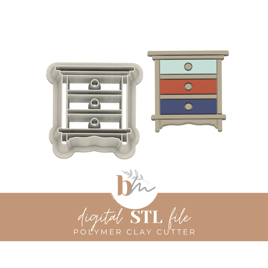 Three Drawer Dresser | Digital STL File | Polymer Clay Tools & Cutters