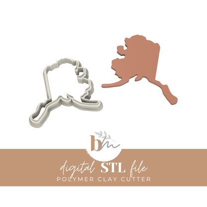 Alaska State Silhouette - 4 Sizes | Digital STL File | Polymer Clay Tools & Cutters