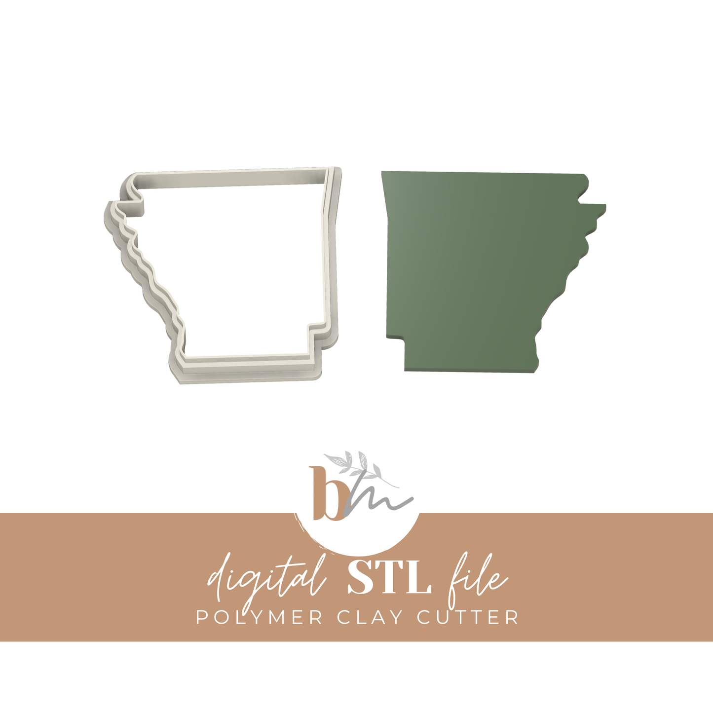 Arkansas State Silhouette - 4 Sizes | Digital STL File | Polymer Clay Tools & Cutters