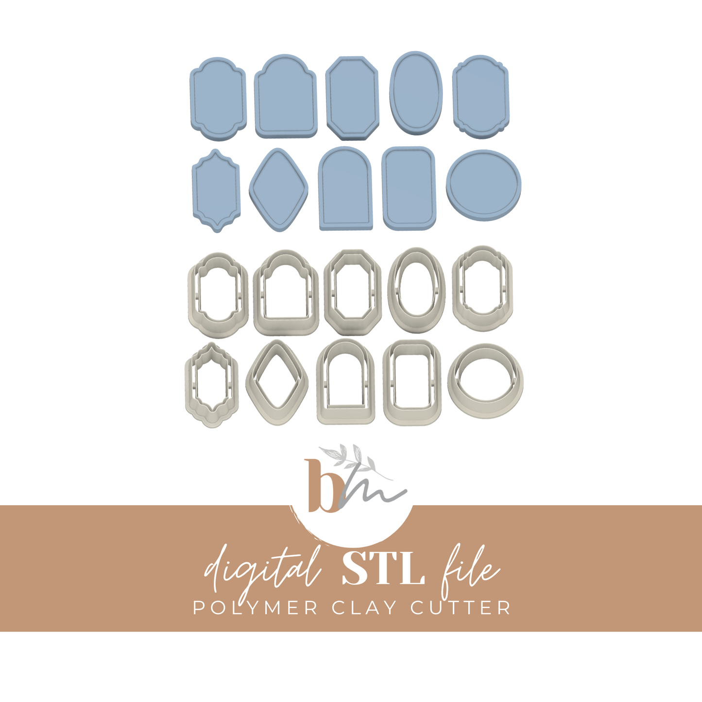 Bordered Frames - 10 Designs | Digital STL File | Polymer Clay Tools & Cutters