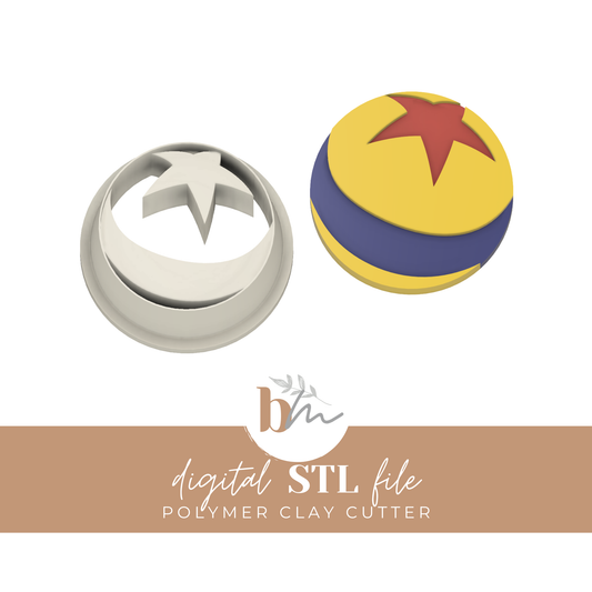 Bouncy Ball with Star - 5 Sizes | Digital STL File | Polymer Clay Tools & Cutters