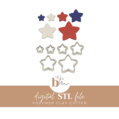 Bubbly Star - 6 Sizes | Digital STL File | Polymer Clay Tools & Cutters