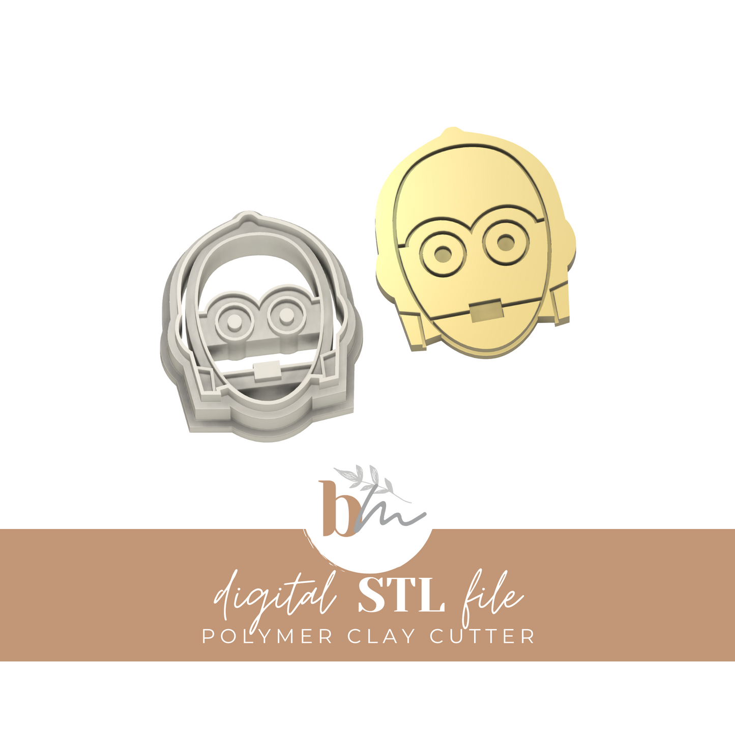 Golden Robot - 4 Sizes | Digital STL File | Polymer Clay Tools & Cutters