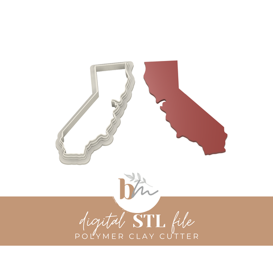 California State Silhouette - 4 Sizes | Digital STL File | Polymer Clay Tools & Cutters