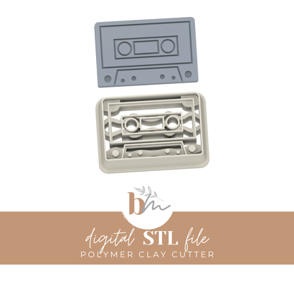 Cassette Tape - 4 Sizes | Digital STL File | Polymer Clay Tools & Cutters