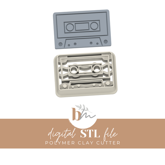 Cassette Tape - 4 Sizes | Digital STL File | Polymer Clay Tools & Cutters