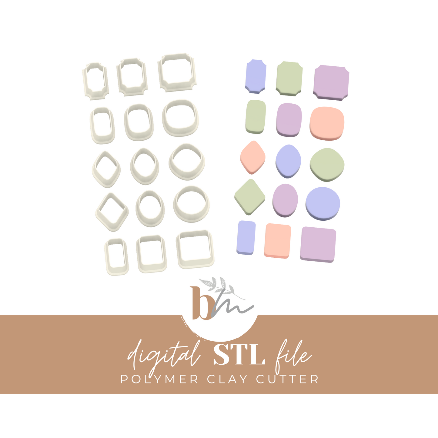 Charm Bar Cutters - 15 Styles  | Digital STL File | Polymer Clay Tools & Cutters