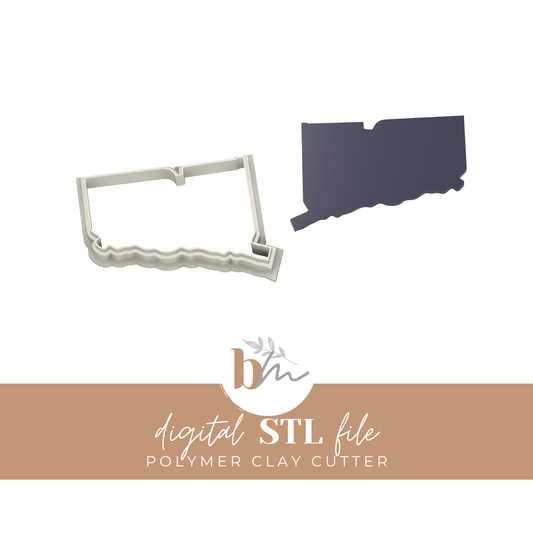Connecticut State Silhouette - 4 Sizes | Digital STL File | Polymer Clay Tools & Cutters