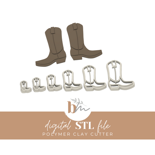 Cowboy Boots - 6 Sizes | Digital STL File | Polymer Clay Tools & Cutters