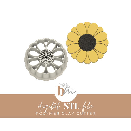 Detailed Sunflower | Digital STL File | Polymer Clay Tools & Cutters